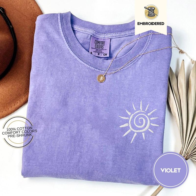 Sun Embroidered Tee, Comfort Colors® Beach Shirt – image 4