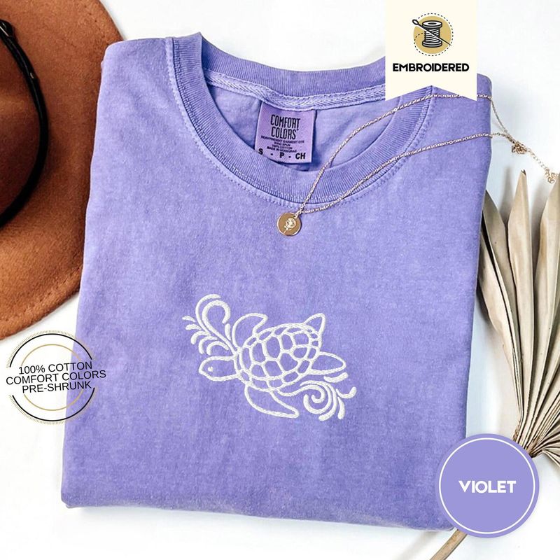 Embroidered Sea Turtle Comfort Colors® Beach Shirt – image 5