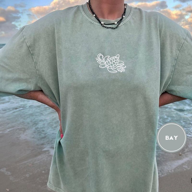 Embroidered Sea Turtle Comfort Colors® Beach Shirt – image 10