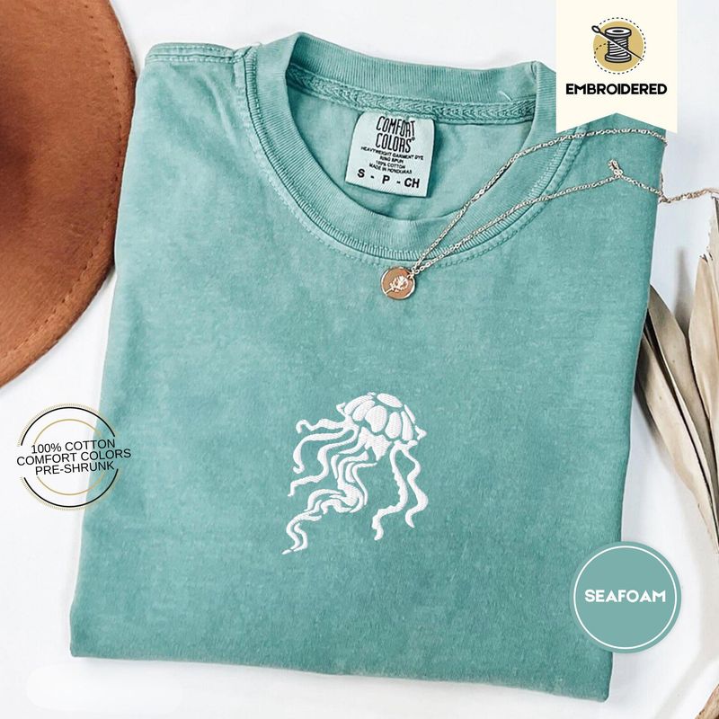 Embroidered Jellyfish Comfort Colors Tshirt – image 3