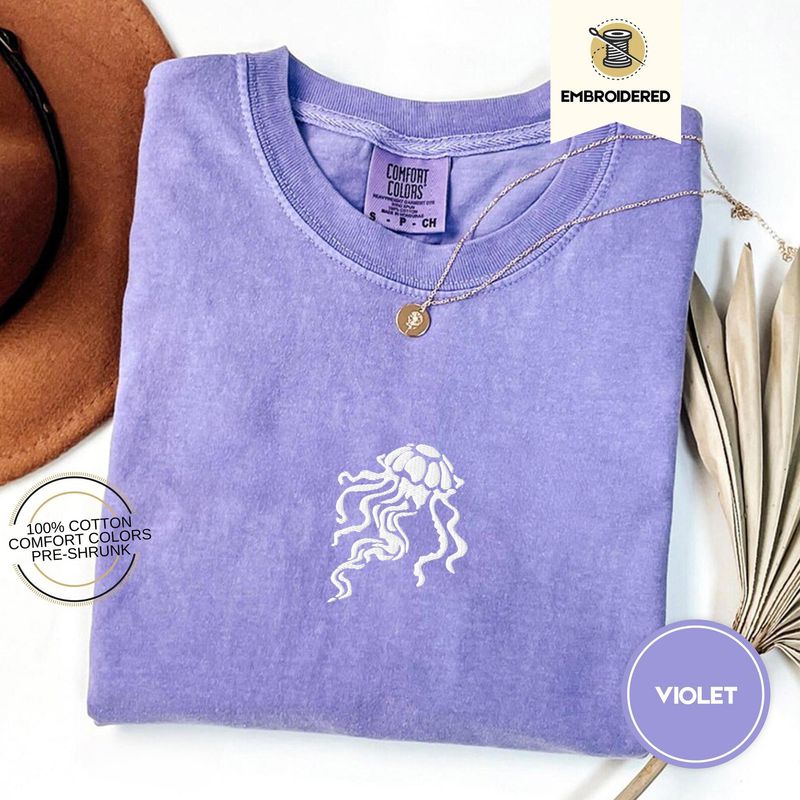 Embroidered Jellyfish Comfort Colors Tshirt – image 5