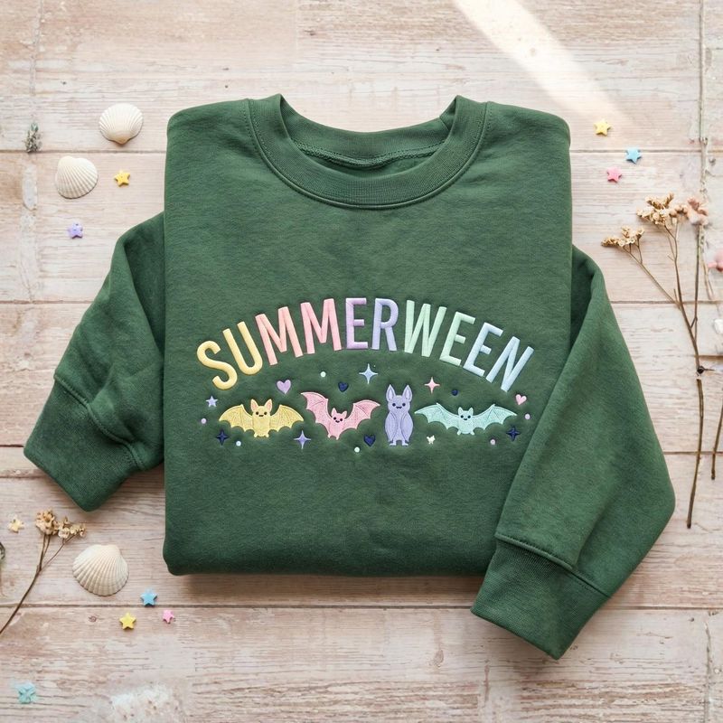 Embroidered Summerween Bats Sweatshirt – image 3