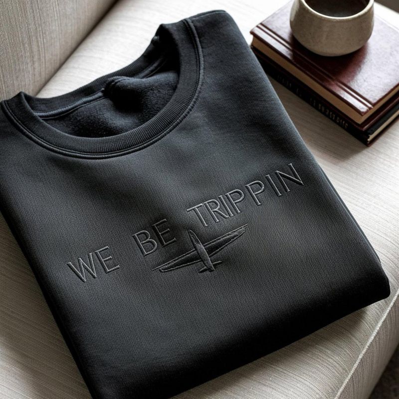 We Be Trippin' Embroidered Sweatshirt: Funny Family Vacation Travel Tee – image 3