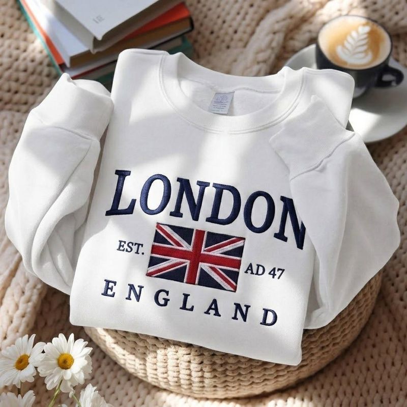 London England Embroidered Sweatshirt – image 9