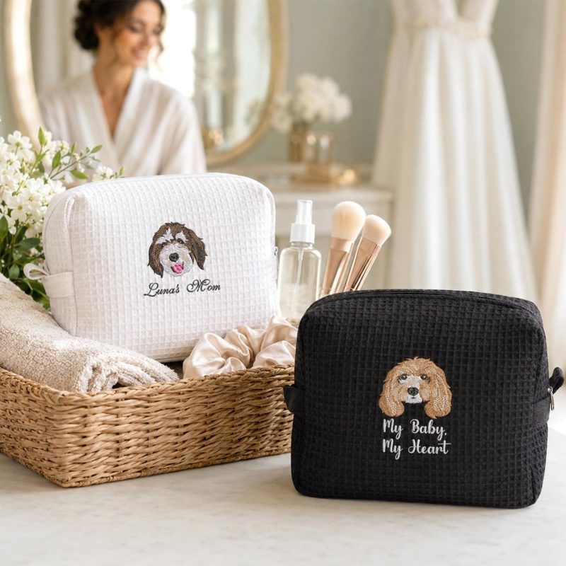 Pet Embroidered Makeup Bag
