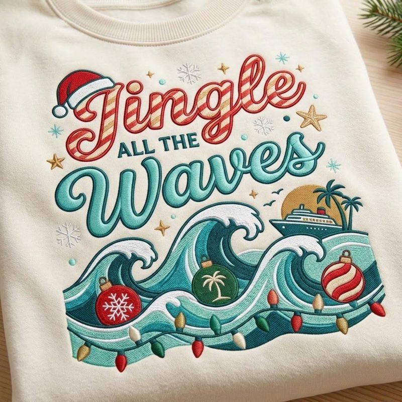 Jingle All the Waves Embroidered Sweatshirt