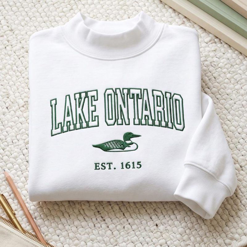 Embroidered Lake Ontario Mockneck Sweatshirt
