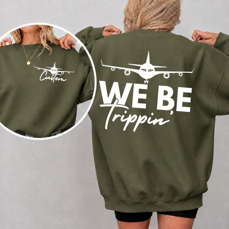 Personalized We Be Trippin Front and Back Print Matching Family Vacation SweatShirt – image 2