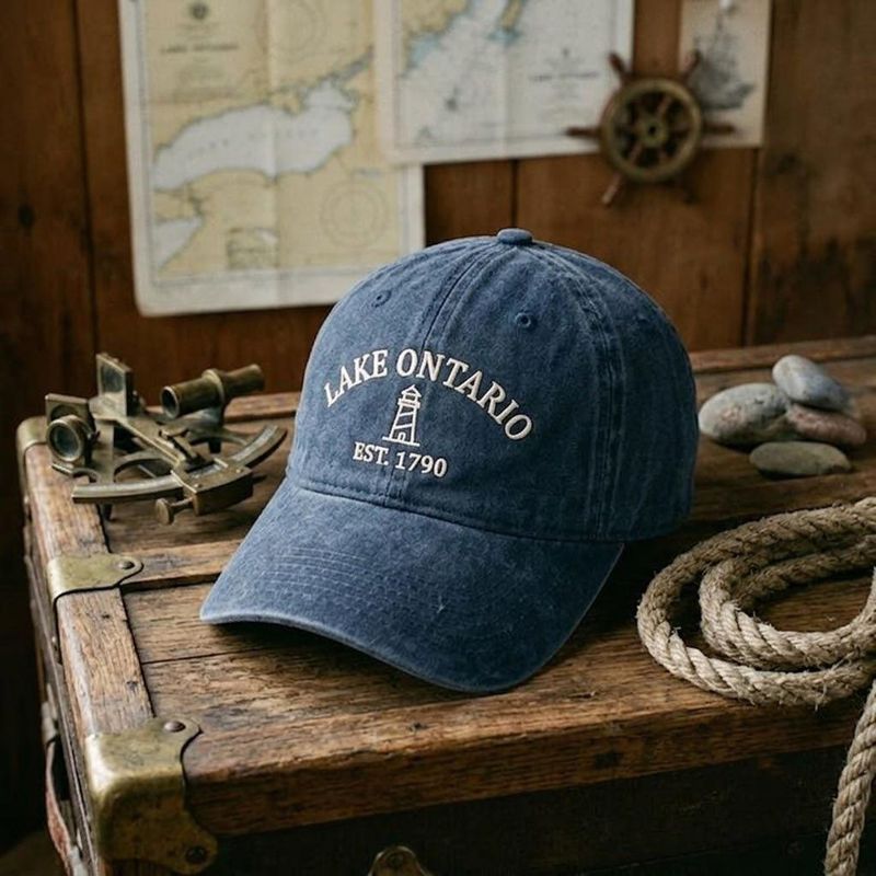 Lake Ontario Lighthouse Embroidered Washed Hat – image 2