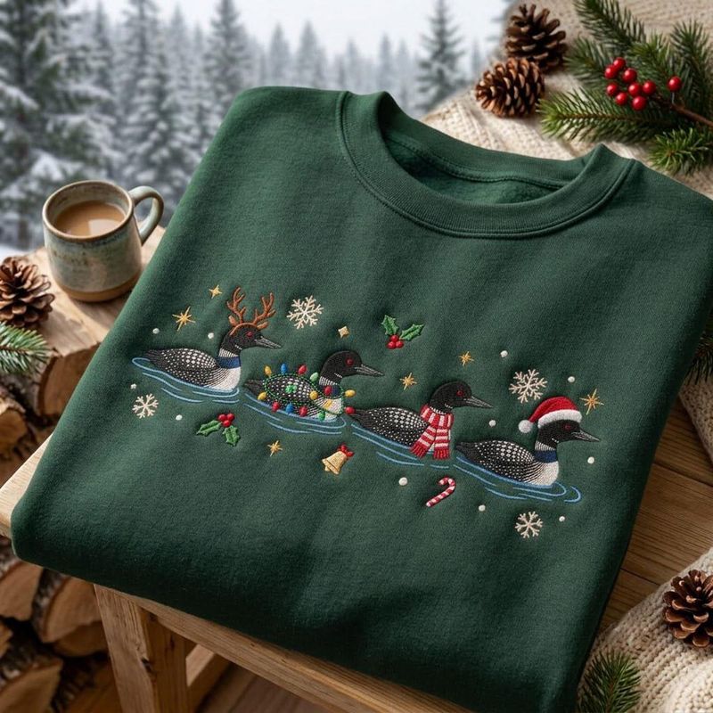 Christmas Loon Embroidered Sweatshirt – image 2