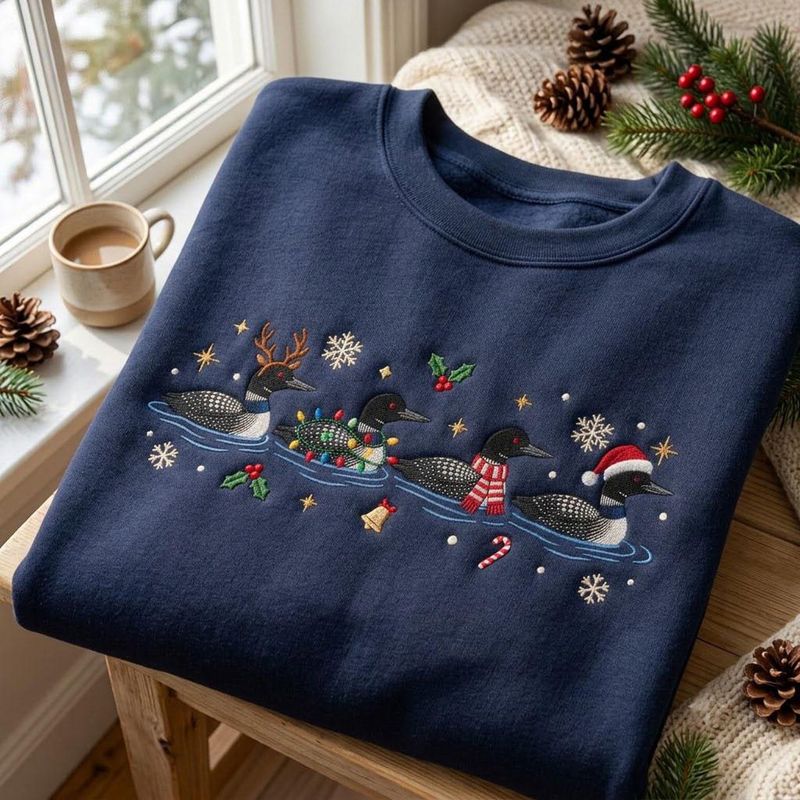 Christmas Loon Embroidered Sweatshirt – image 3