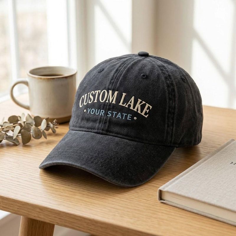 Personalized Lake Embroidered Washed Hat – image 2