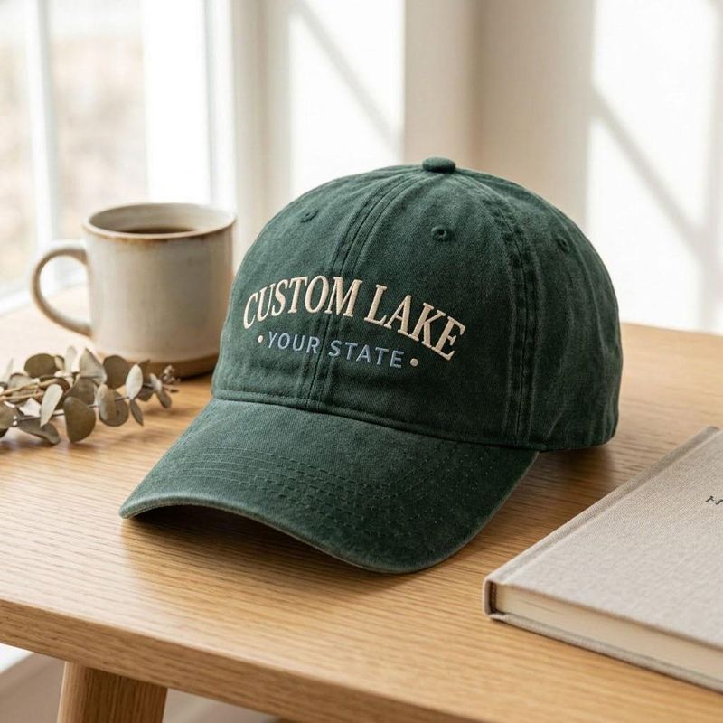 Personalized Lake Embroidered Washed Hat – image 3