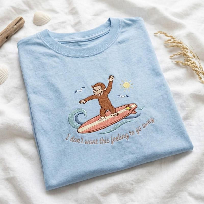 Curious George Surfing Embroidered Shirt – image 3