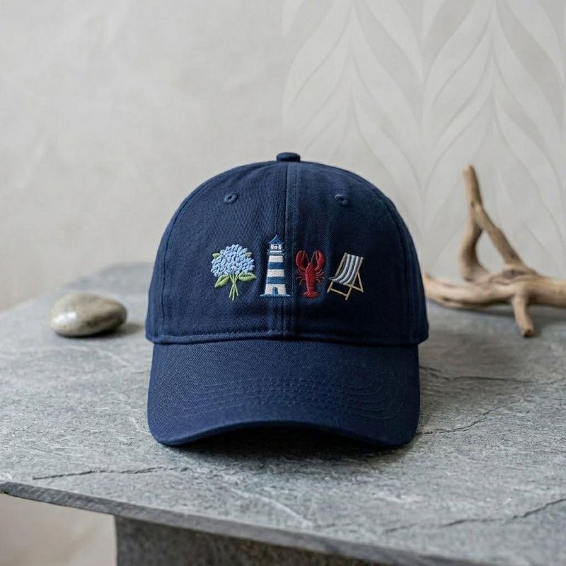 Nautical Embroidered Washed Hat – image 3