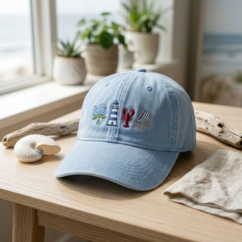 Nautical Embroidered Washed Hat – image 2