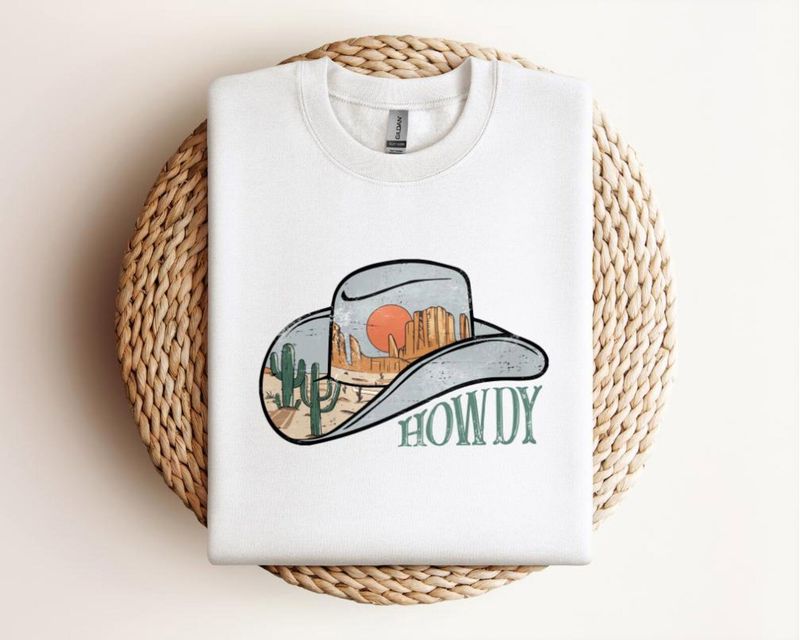 Vintage Western Cowboy Hat Graphic Tee: Desert Sunset Shirt – image 3