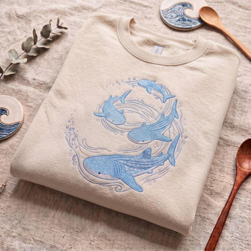 Embroidered Whale Shark Sweatshirt – image 3