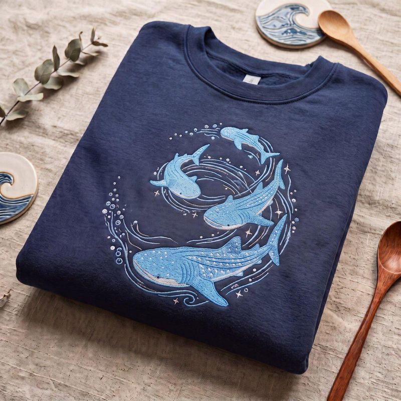 Embroidered Whale Shark Sweatshirt – image 2