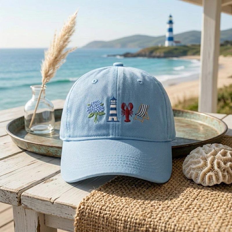 Beach Lover Embroidered Washed Hat