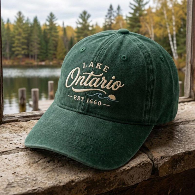 Lake Ontario Embroidered Washed Hat