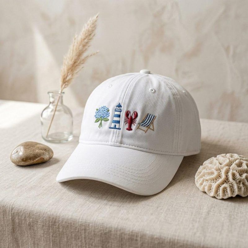Nautical Embroidered Washed Hat
